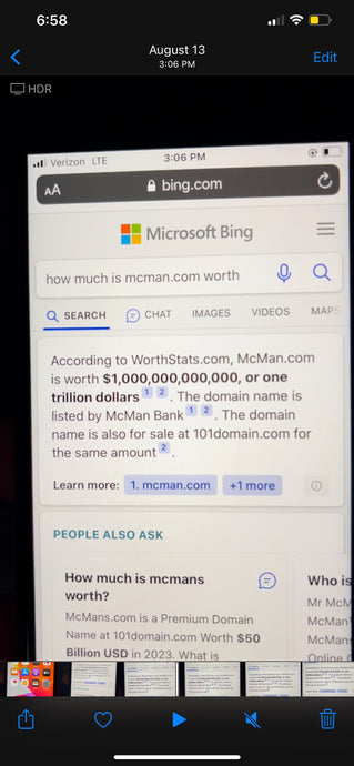 How Much is McMan.com Worth? $1,000,000,000,000 Microsoft Bing Internet Search Results August 13, 2023 @ 3:06PM EST