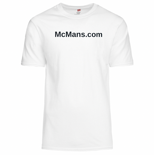 McMans.com T-Shirt For Sale. Rare 2023. Black and White.