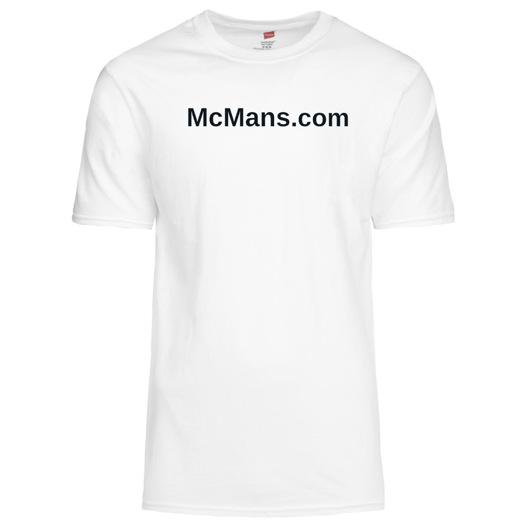 McMans.com T-Shirt For Sale. Rare 2023. Black and White.